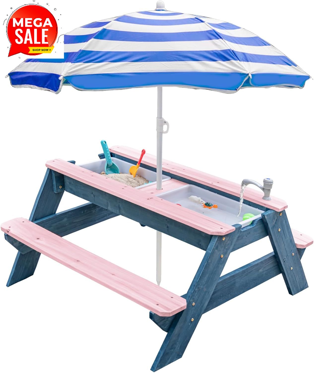 Kids Outdoor Umbrella For Table - Детский столик 3-в-1 для песка и