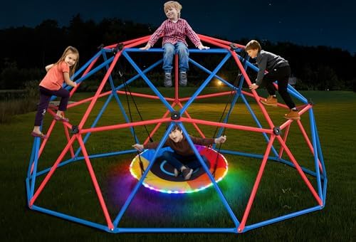 Kids Outdoor Jungle Gym - Игровой комплекс Clim Dome с LED-качелями-тарелками,