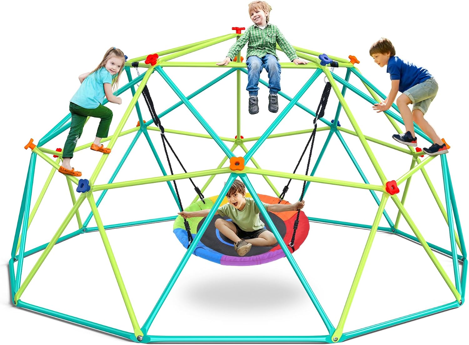 Kids Outdoor Jungle Gym - 10-футовый игровой комплекс-домик с качелями-тарелками для