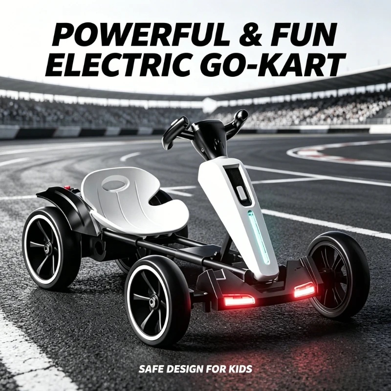 Kids Outdoor Electric Car - Складной детский электрический карт с LED-подсветкой,