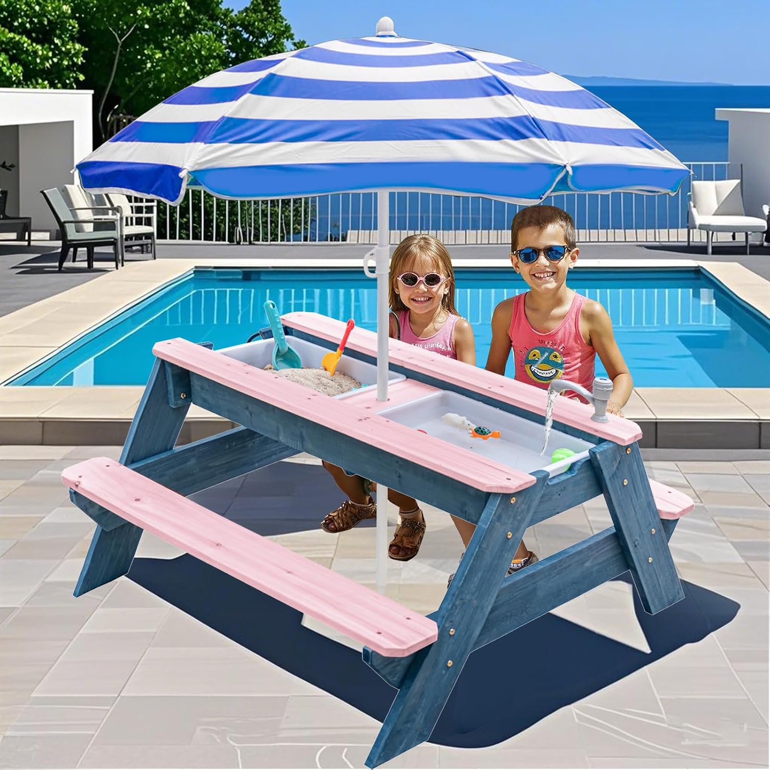 Детский столик 3-в-1 для песка – обзор и цена Kids Outdoor Umbrella For Table