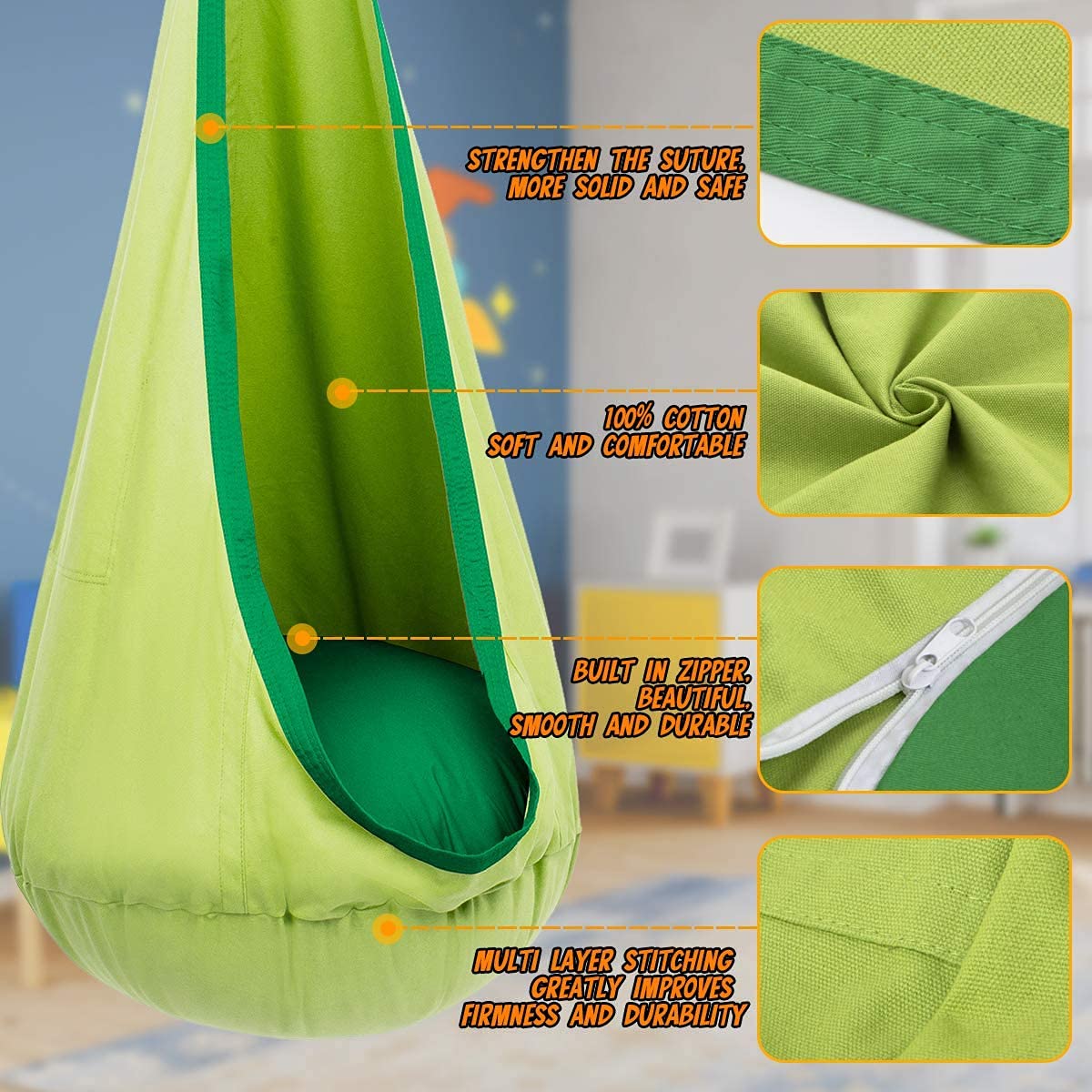 1 шт., детские качели, хлопков – обзор и цена Kids Yellow Outdoor Chair